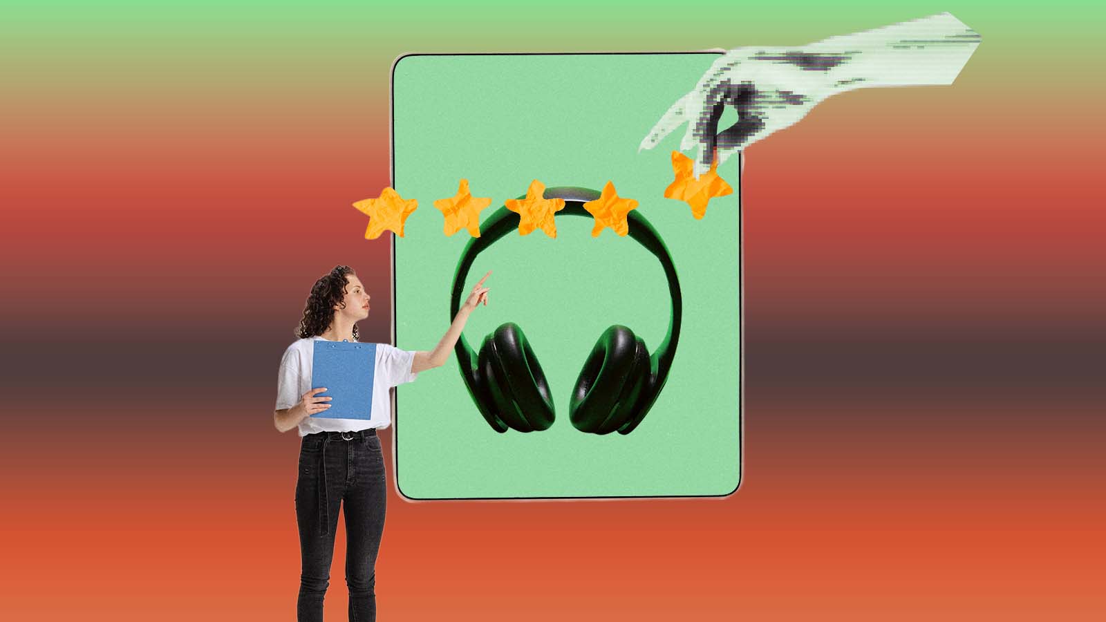 fone de ouvido em site de e-commerce com avaliação 5 estrelas