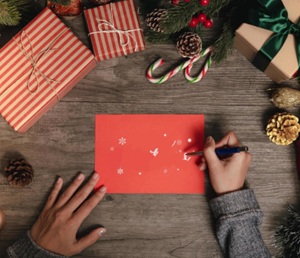 cart&atilde;o de Natal escrito a m&atilde;o