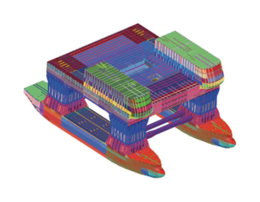 esquema  de plataforma marítima em construção pela China