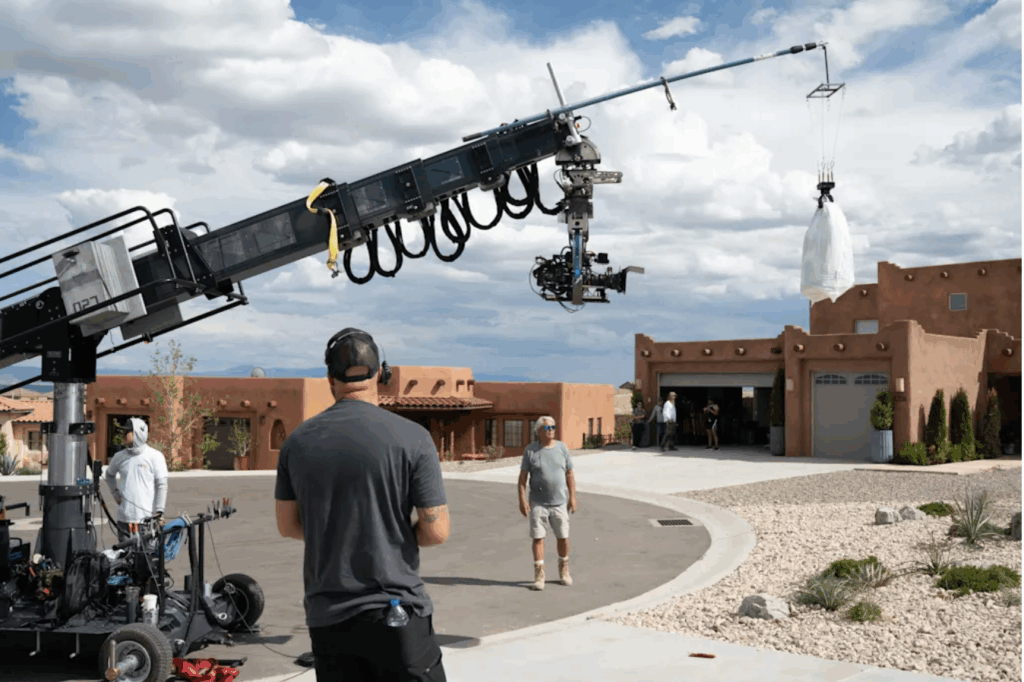 Pluribus: estacas no terreno vazio para ter ideia sobre o trabalho de c&acirc;meras