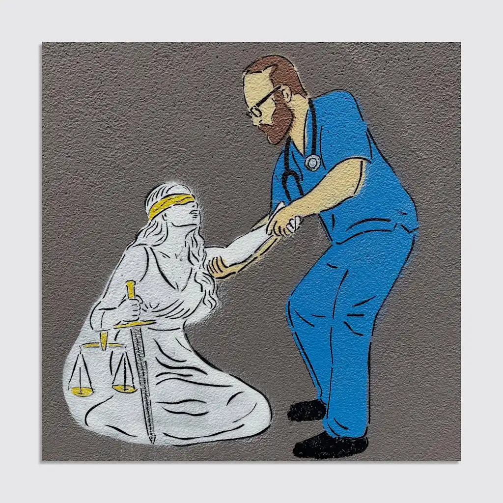 ilustração do artista Topsy sobre o enfermeiro Alex Pretti