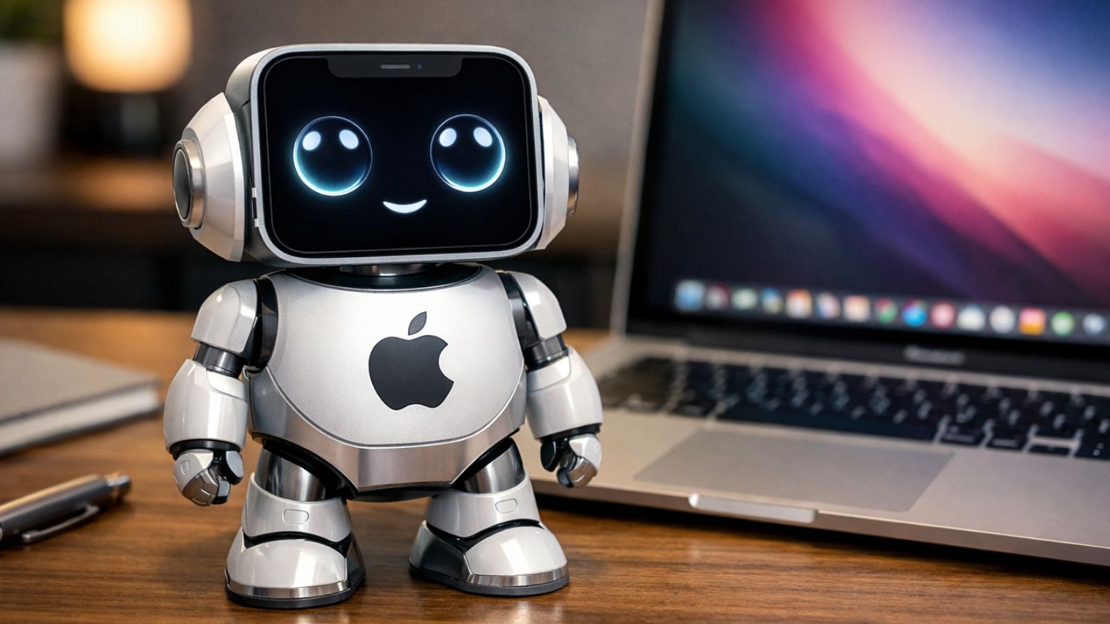 Mini robô com símbolo da Apple