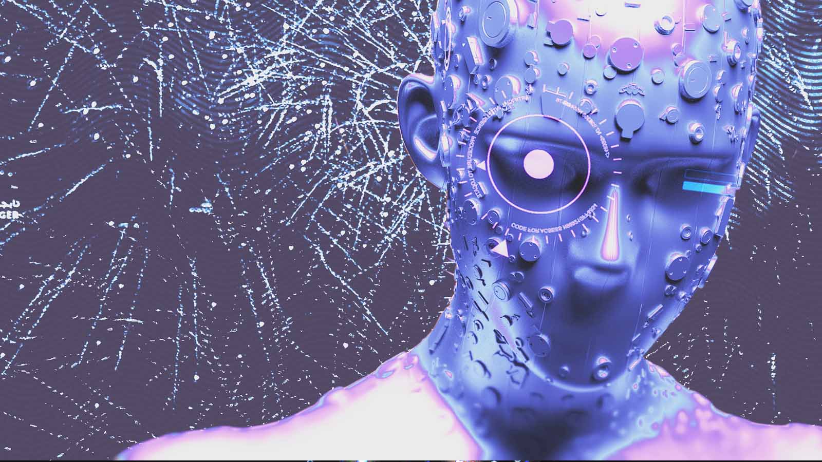 cabeça robótica representando um agente de inteligência artificial