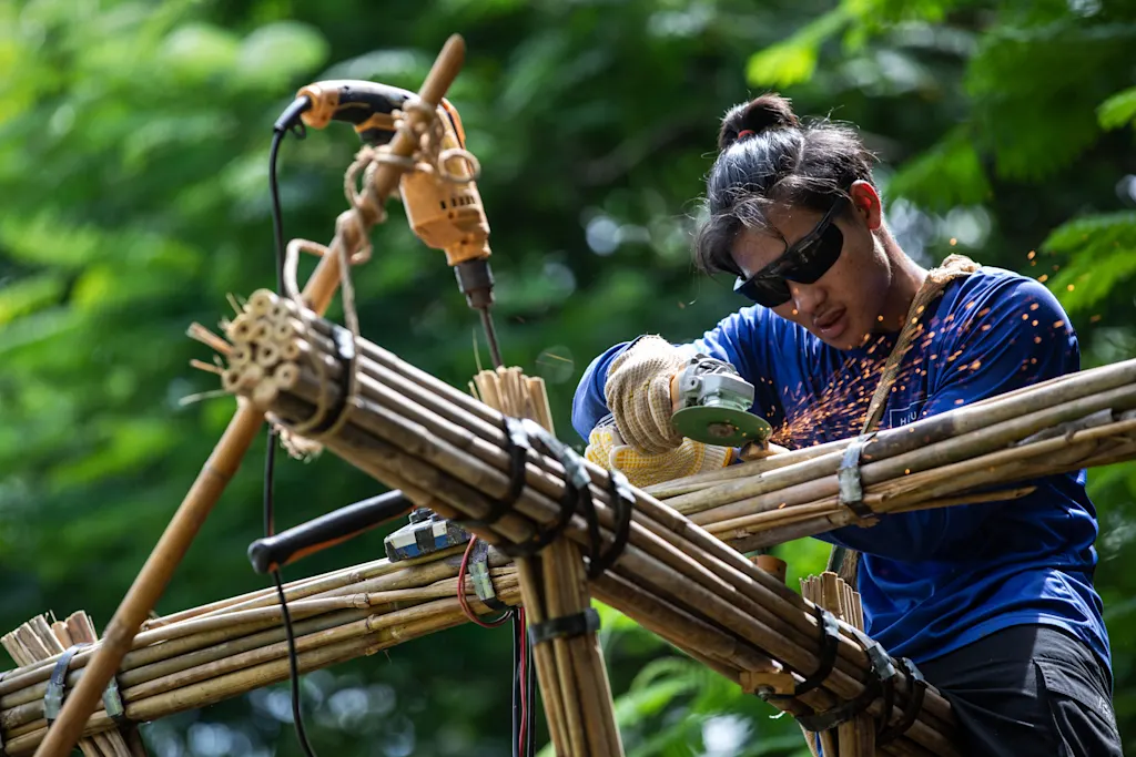 constru&ccedil;&atilde;o de casas de bambu, &agrave; prova de terremotos