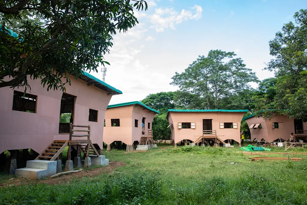 constru&ccedil;&atilde;o de casas de bambu, &agrave; prova de terremotos