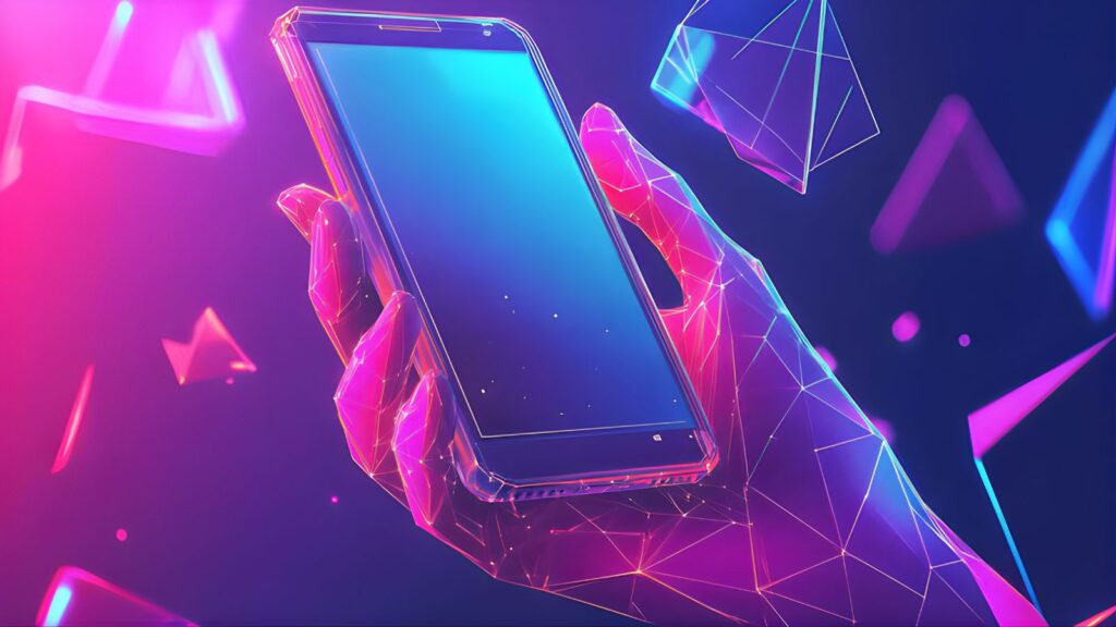 M&atilde;o digital segurando um celular