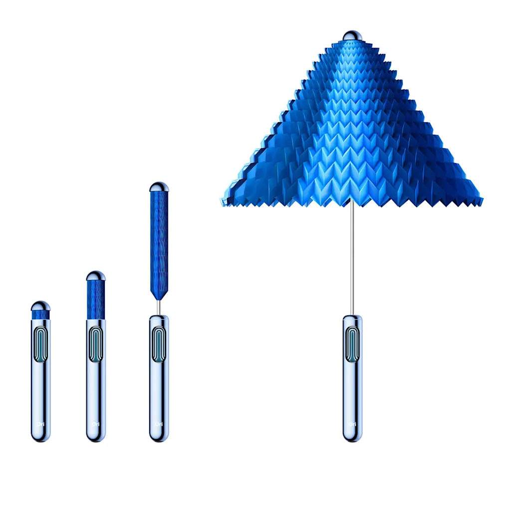 guarda-chuva em formato cilíndrico da marca Ori