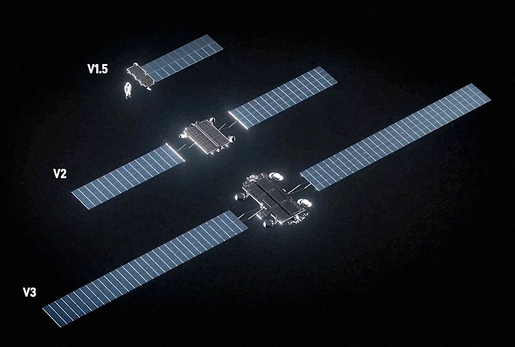 Compara&ccedil;&atilde;o de diferentes modelos de sat&eacute;lite da Starlink