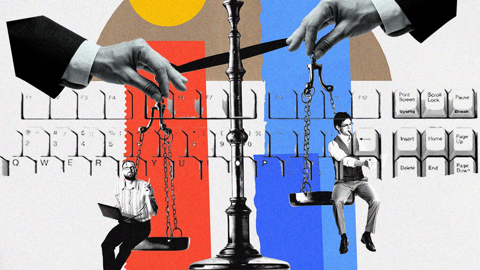 balança testa pesos de valores de marketing