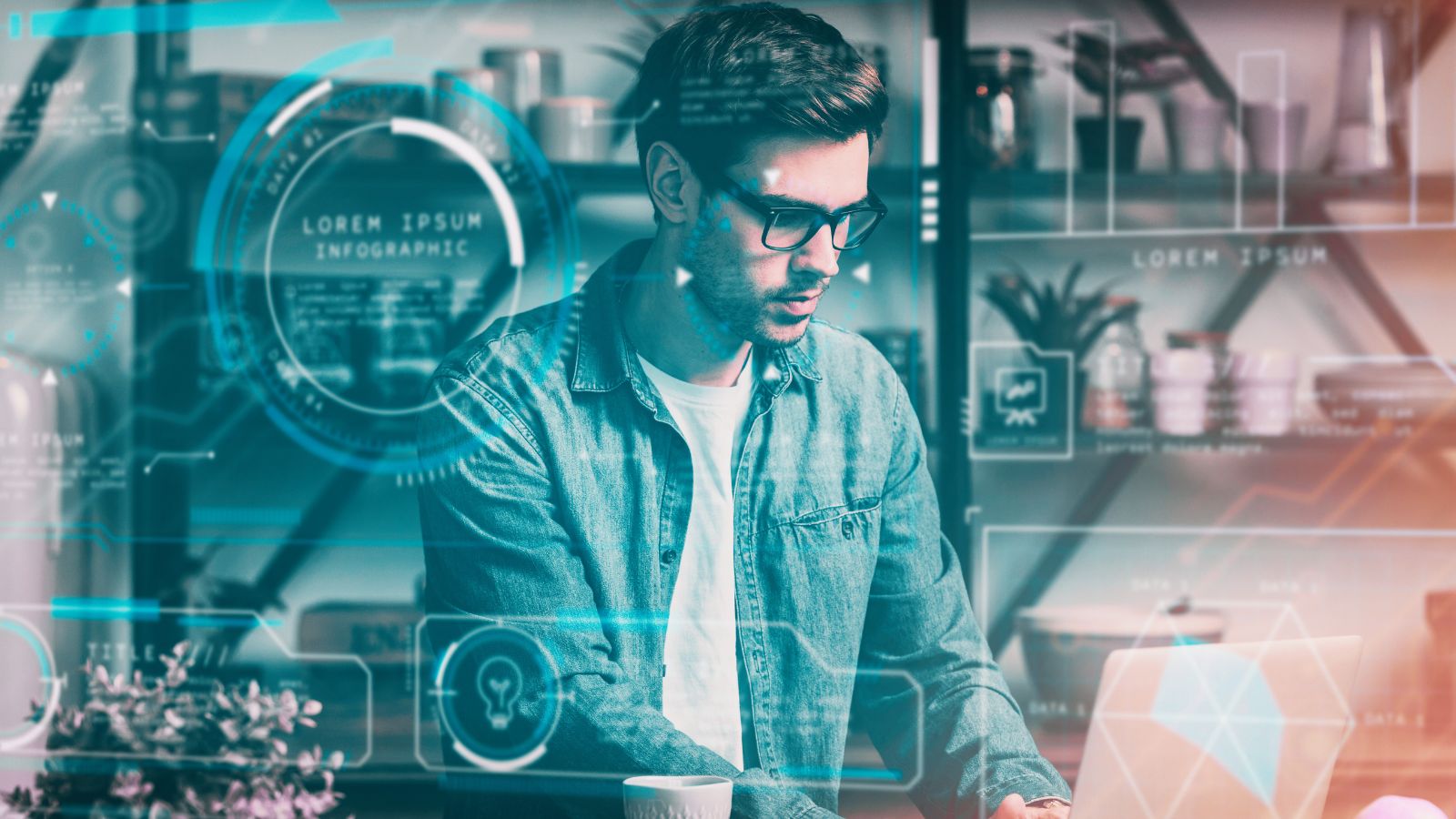 Homem trabalhando com IA