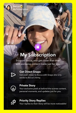 post de divulgação do sistema de assinatura do Snapchat