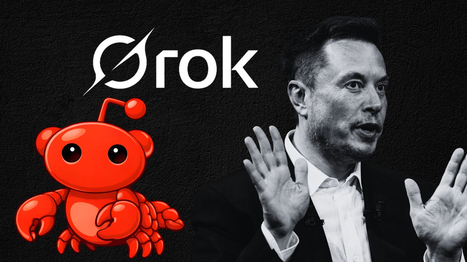 Logo da Grok, Moltbook e Elon Musk