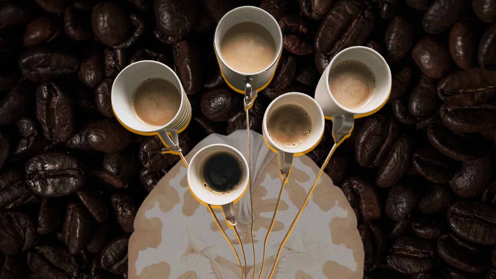 xícaras com vários tipos de café