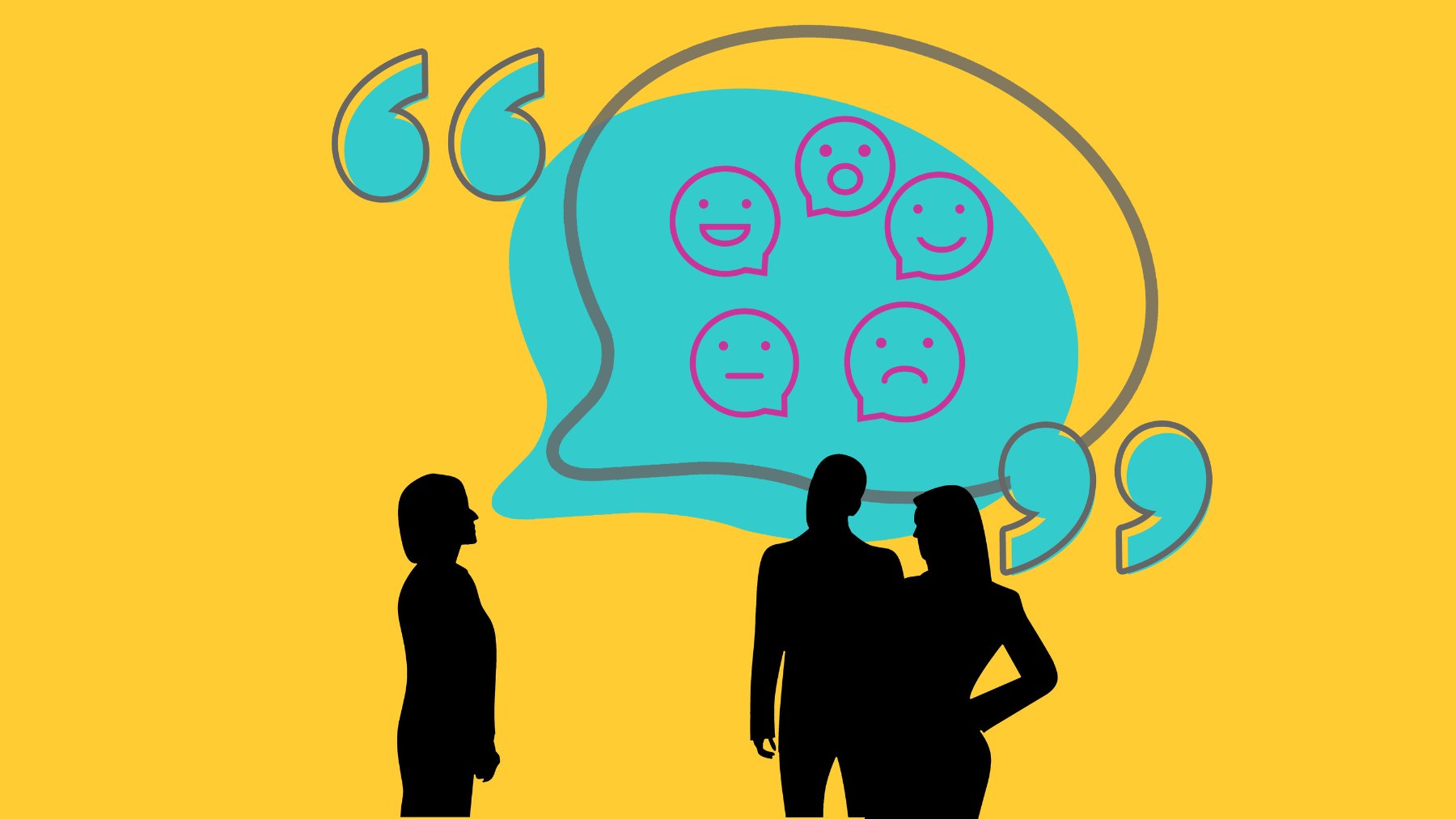 Silhueta de três pessoas conversando