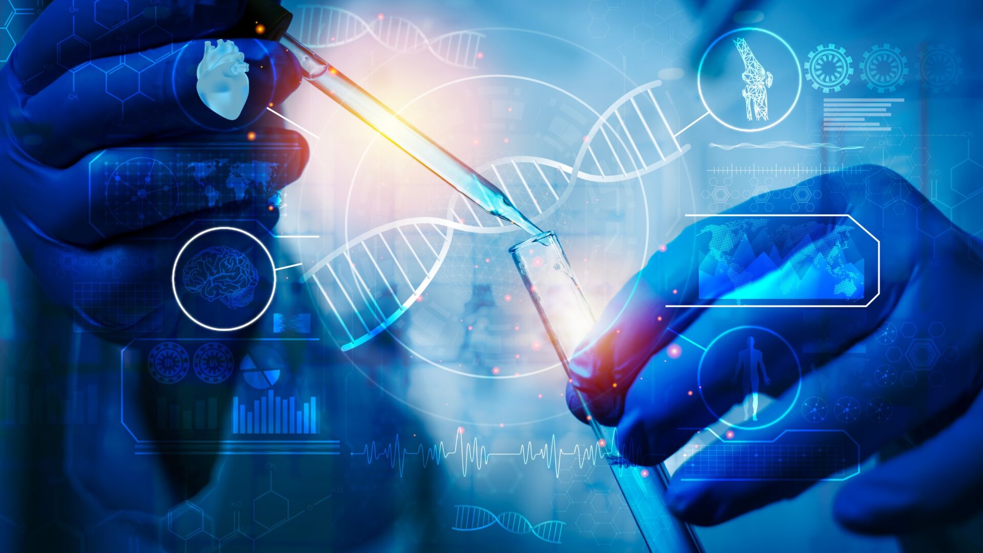 Cientista com microrganismos na mão