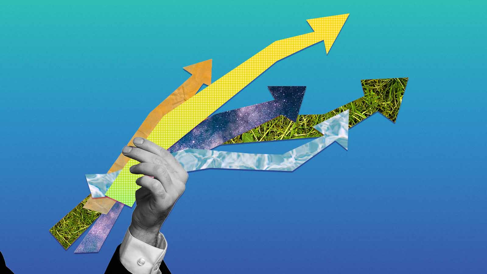 setas apontando para o alto indicam crescimento sustentável