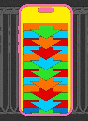 ilustra&ccedil;&atilde;o representando v&iacute;cio em celular e redes sociais 