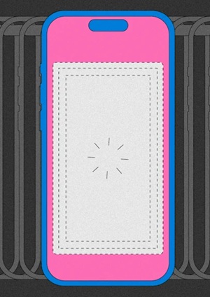 ilustra&ccedil;&atilde;o representando v&iacute;cio em celular e redes sociais