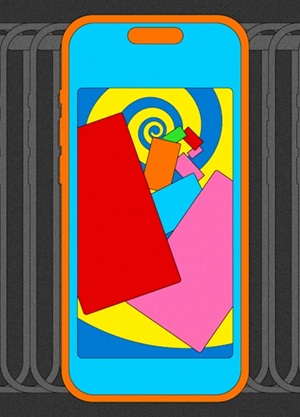 ilustra&ccedil;&atilde;o representando v&iacute;cio em celular e redes sociais