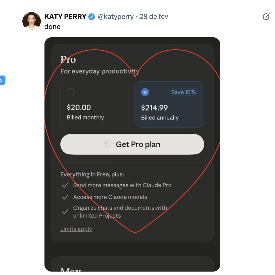 Katy Perry adere ao Claude