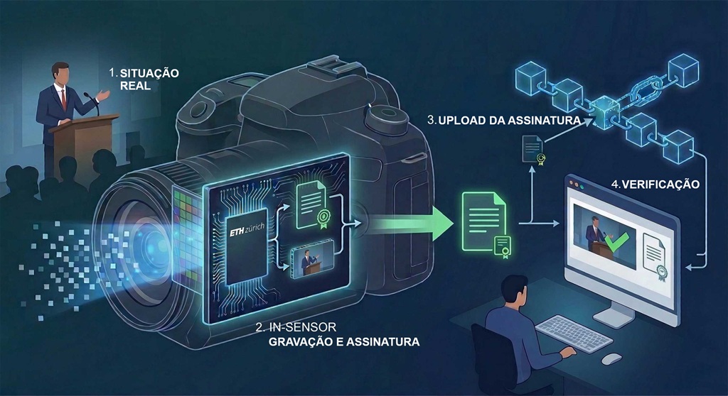 gr&aacute;fico explica como a c&acirc;mera garante autenticidade da foto