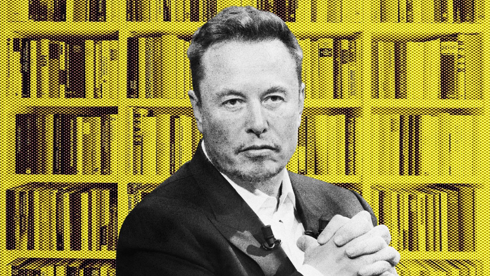 Elon musk e fundo com livros