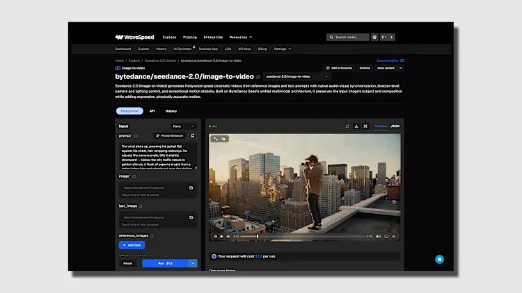 tela de controle da IA de v&iacute;deo Seedance, da ByteDance