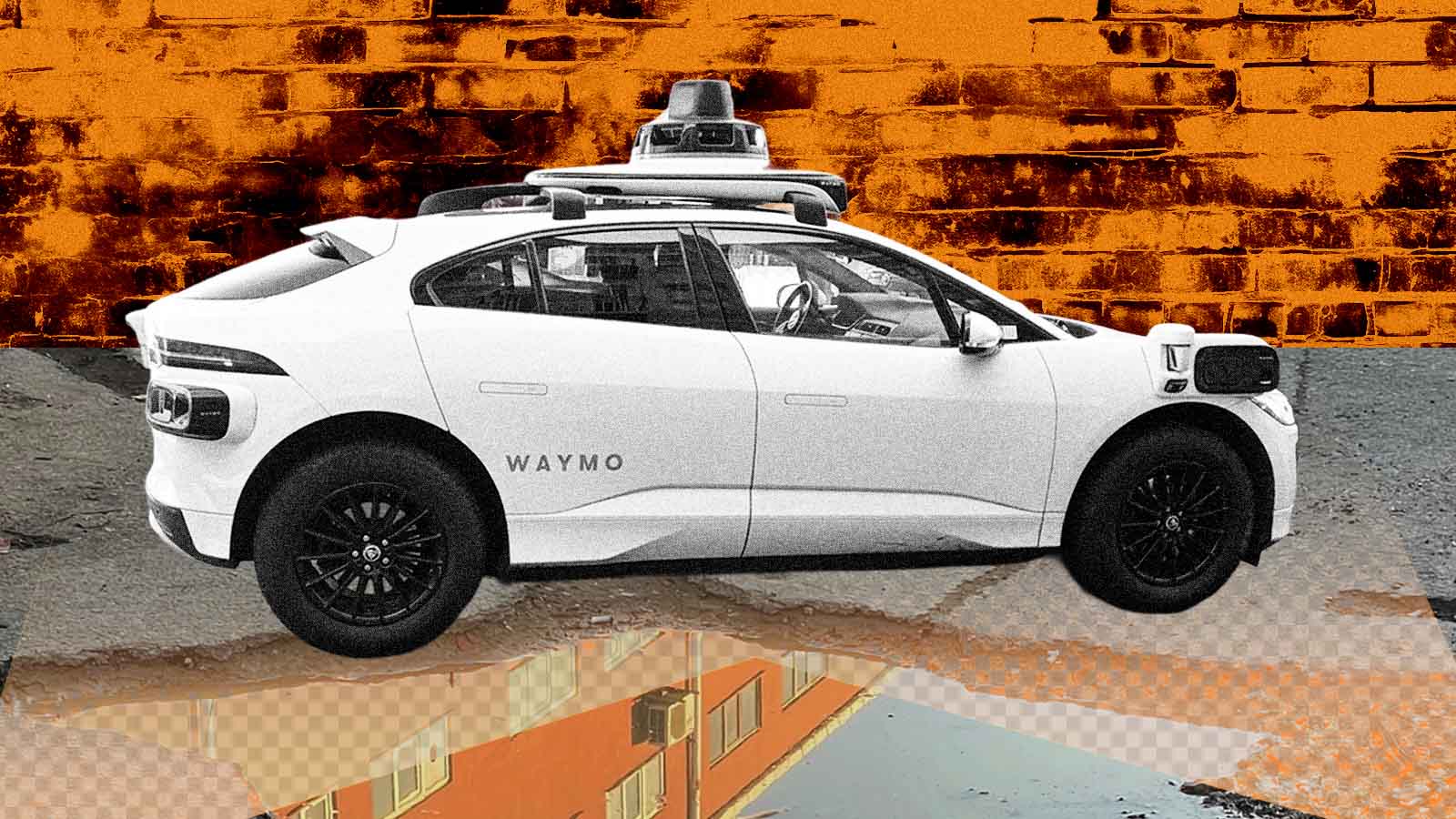 Um veículo autônomo da Waymo aparece estacionado, equipado com sensores e módulos no teto e nas laterais. A imagem remete ao avanço dos carros sem motorista, testes urbanos de mobilidade inteligente e disputa tecnológica no setor automotivo.