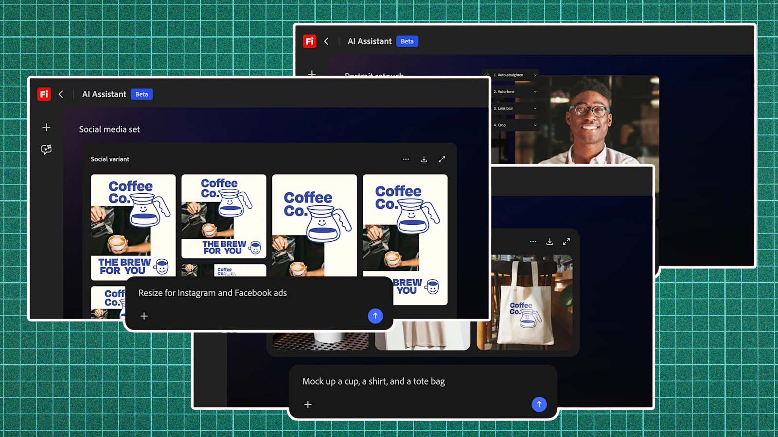 imagens editadas com a ferramenta da Adobe Firefly AI Assistant