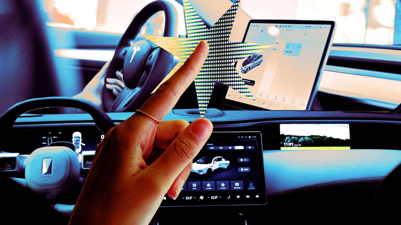 painel touchscreen em automóvel