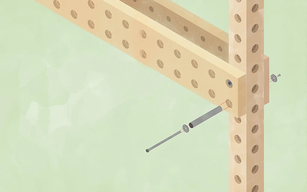 encaixe de pe&ccedil;as de madeira para montagem de m&oacute;dulos de um playground