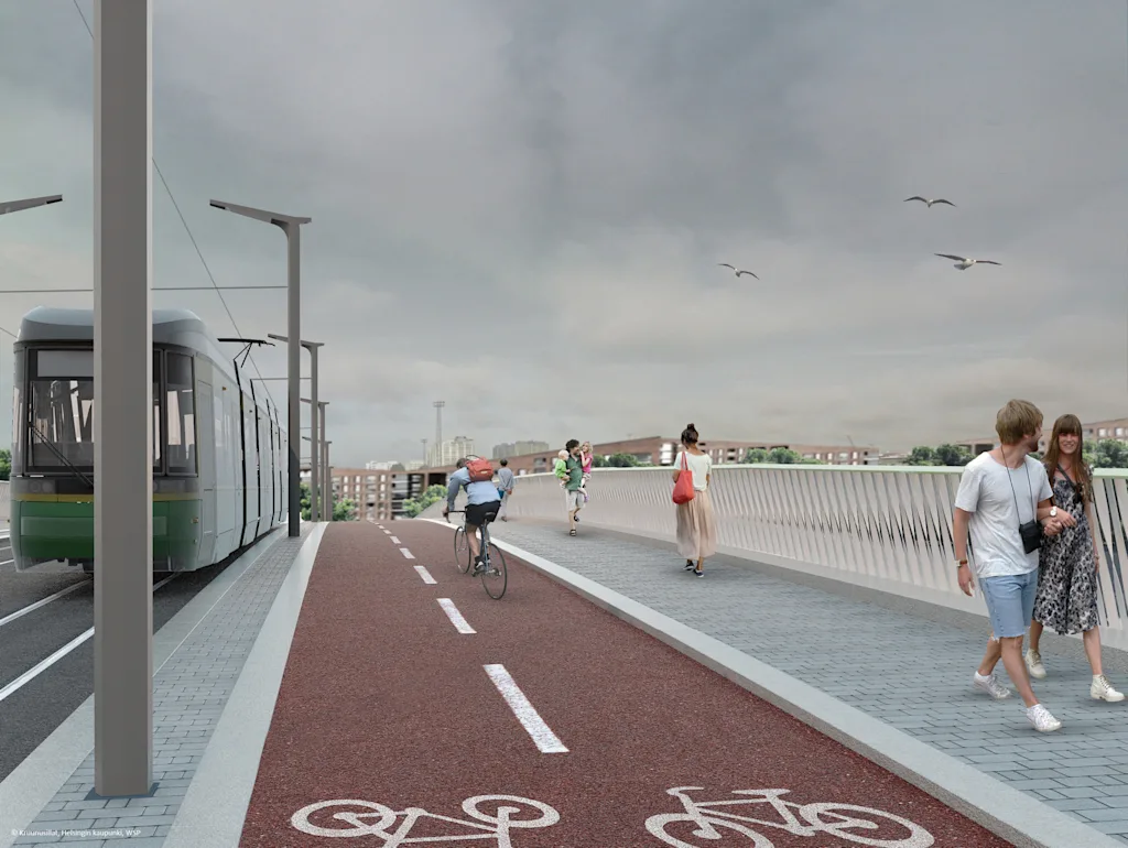 ponte s&oacute; para pedestres e ciclistas na cidade de Helsinque