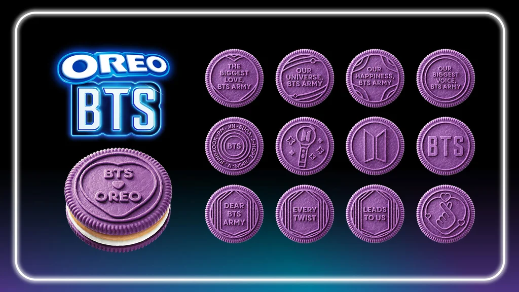 edição limitada do biscoito Oreo em colaboração com a banda BTS