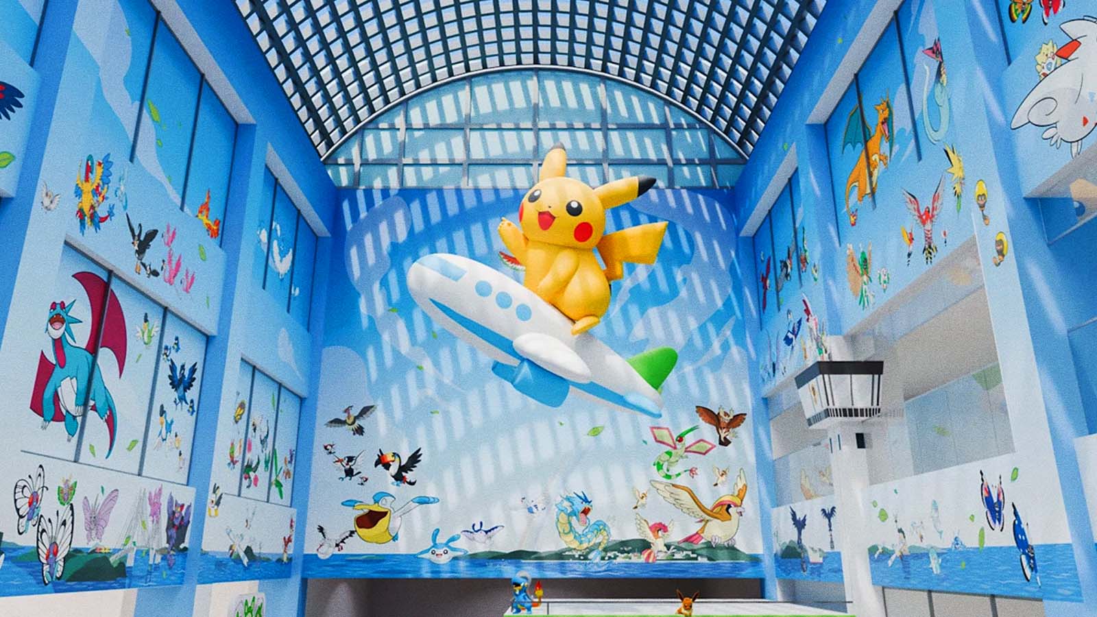 aeroporto no Japão com tema de Pokémon