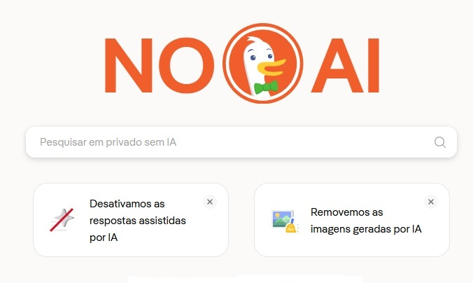 DuckDuckGo oferece ferramenta  de busca sem intelig&ecirc;ncia artificial