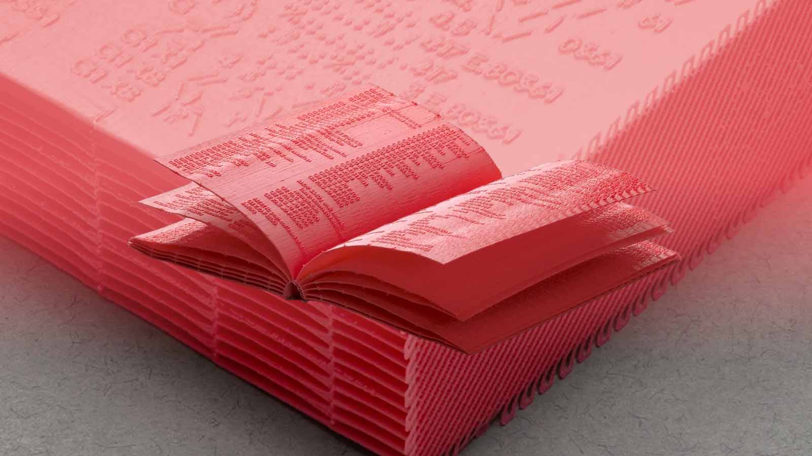 livro impresso em 3D em poliuretano