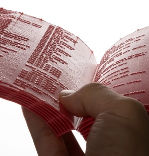 livro impresso em 3D em poliuretano