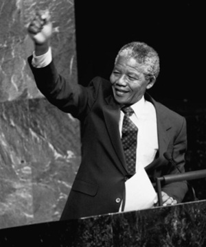 Nelson Mandela na sede da Organização das Nações Unidas