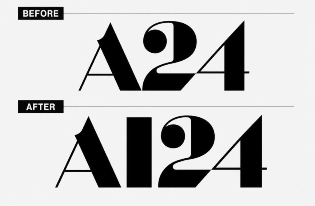 Imagem mostra uma montagem com o logo da A24 transformado em &ldquo;AI24&rdquo;, em cr&iacute;tica &agrave; parceria do est&uacute;dio com o Google DeepMind.