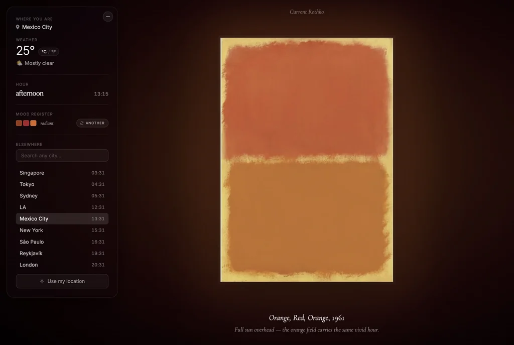aplicativo associa previs&atilde;o do tempo a obras do pintor Mark Rothko