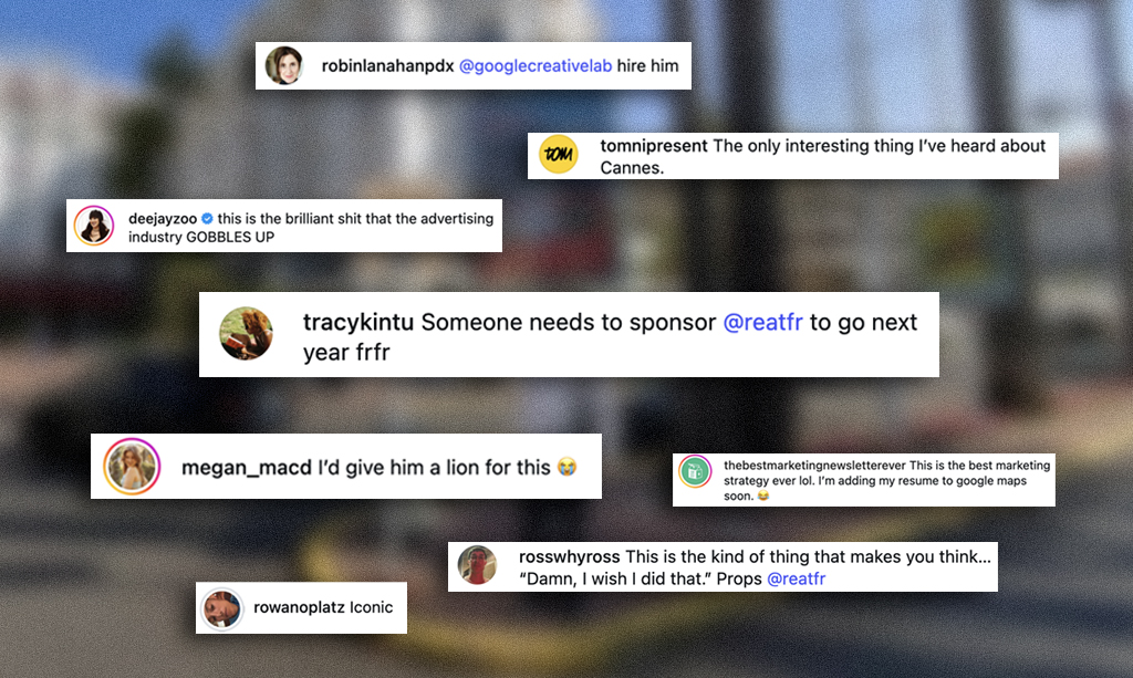 Coment&aacute;rios no Google Maps do Copyyritter Rafter Manguiat em Cannes 