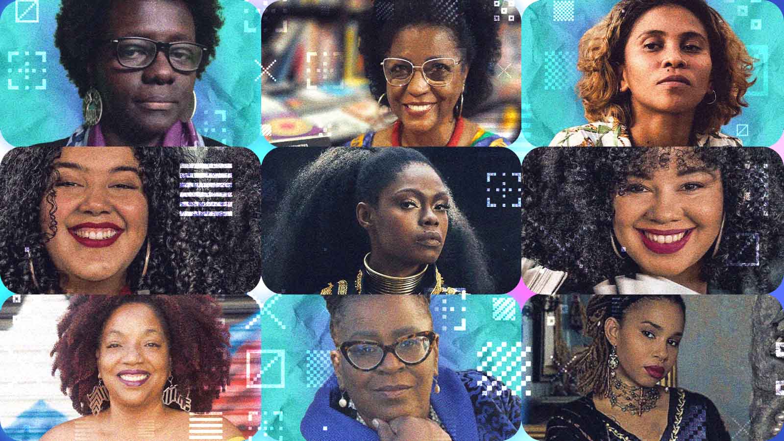Colagem reúne retratos de artistas, escritoras e pensadoras afrofuturistas da América Latina e do Caribe