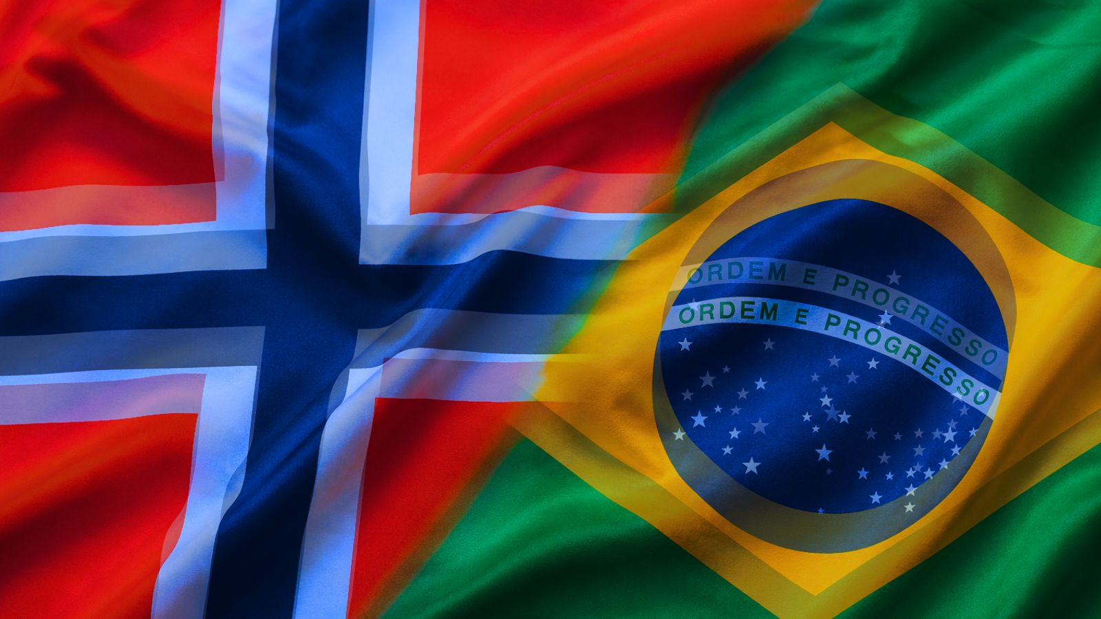 Bandeira da Noruega e do Brasil