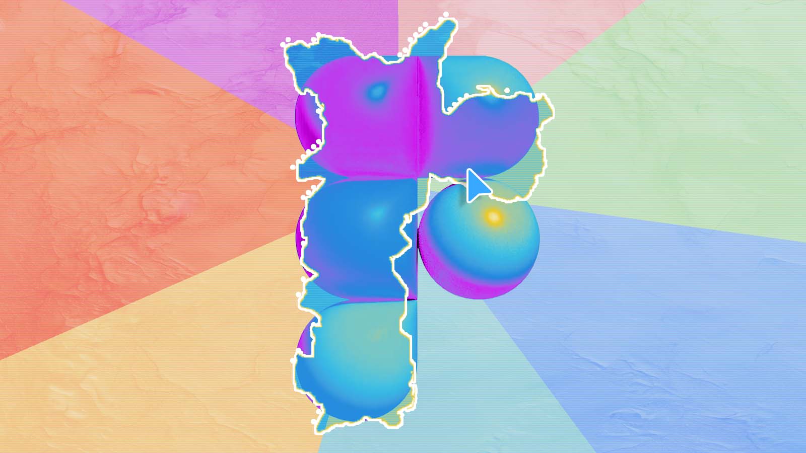 Ilustração colorida representa o Brasil com formas tridimensionais e um cursor digital.