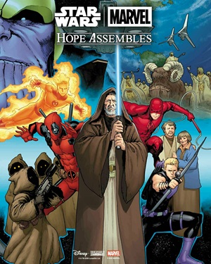 personagens da saga Star Wars com super her&oacute;is da Marvel