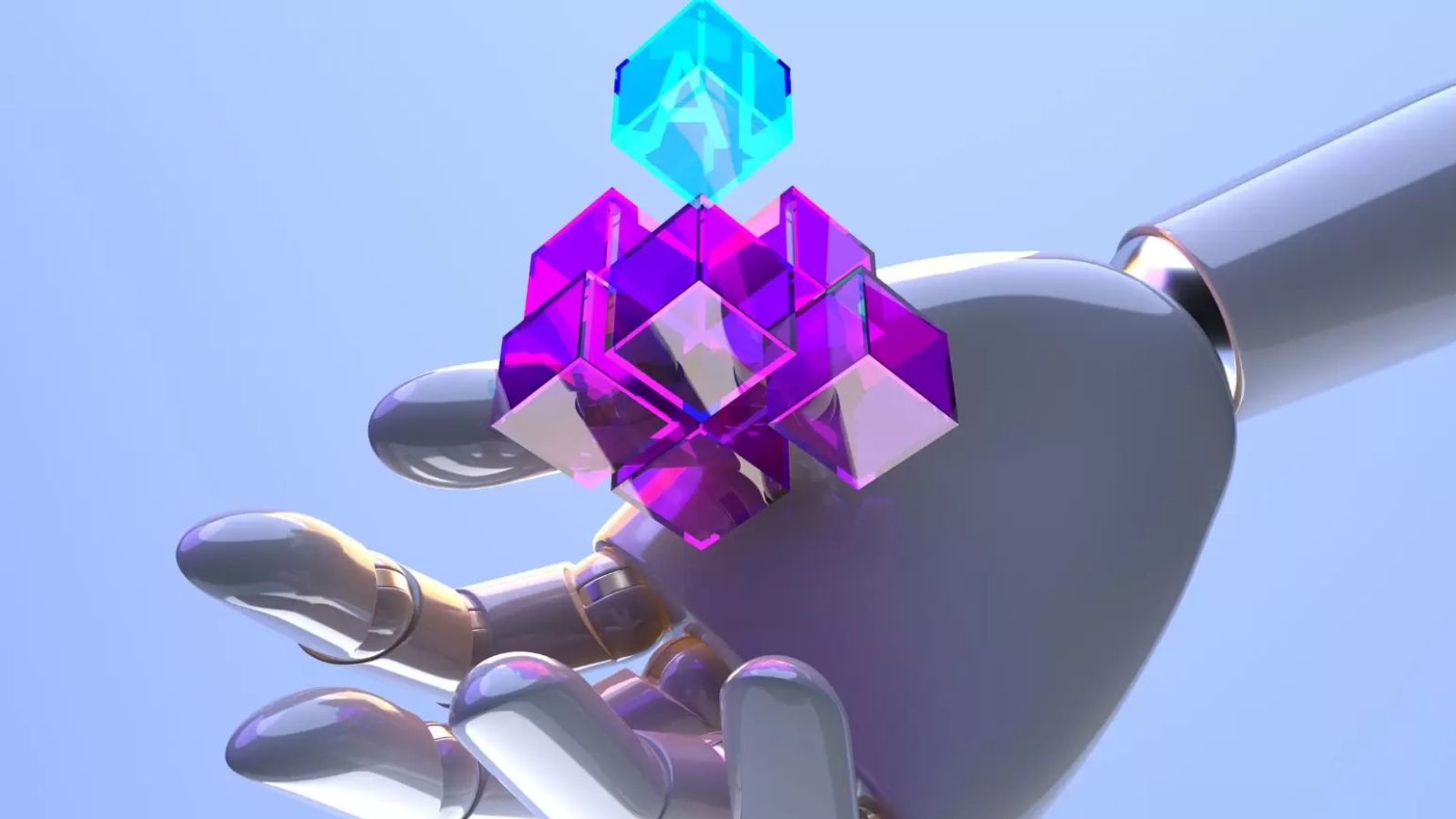 Conceito de nuvem AI com mão robótica