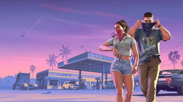 arte oficial de Grand Theft Auto VI: An Extended Look ou uma imagem recente de Jason e Lucia.