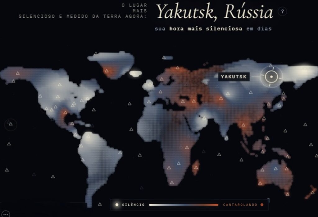 mapa mostra em tempo real quais os lugares mais silenciosos do planeta
