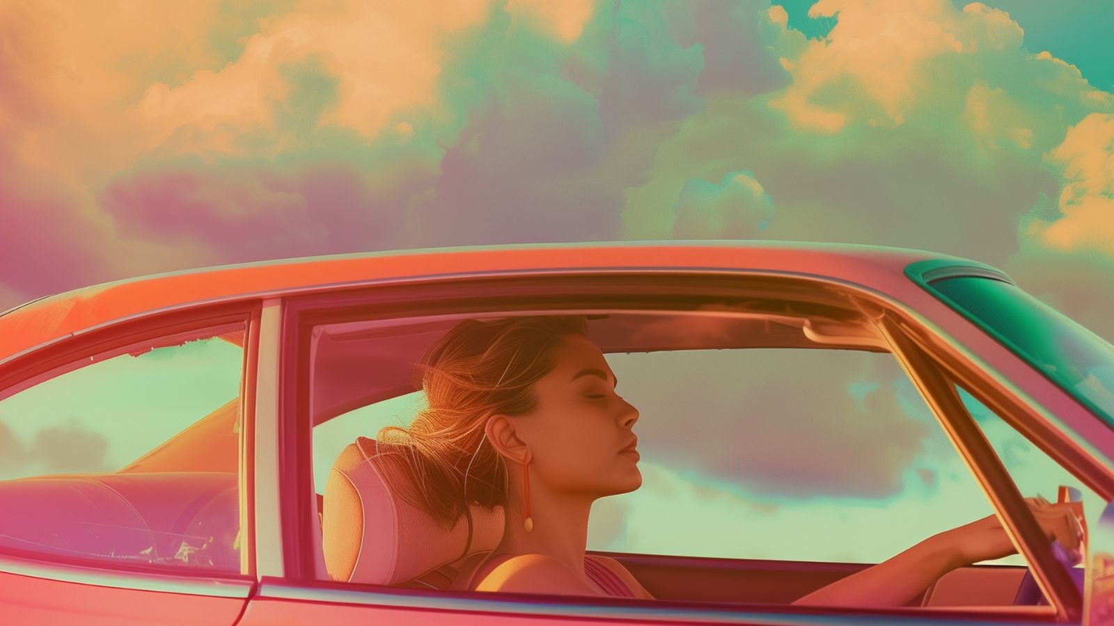 Mulher dirigindo um carro