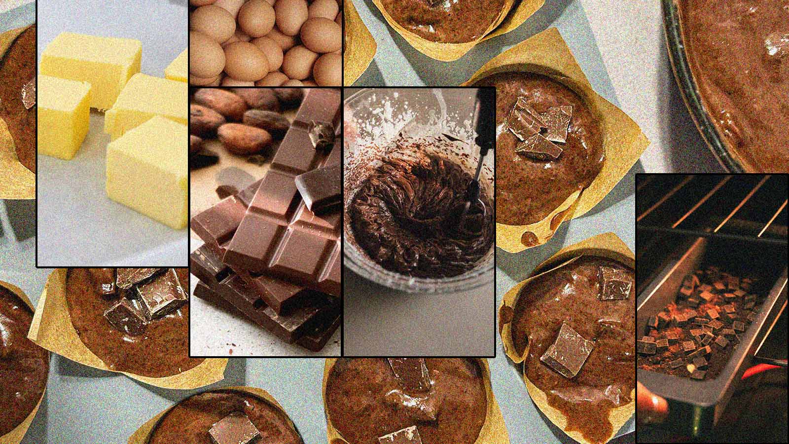 Etapas do preparo de uma receita de chocolate organizadas em diferentes quadros